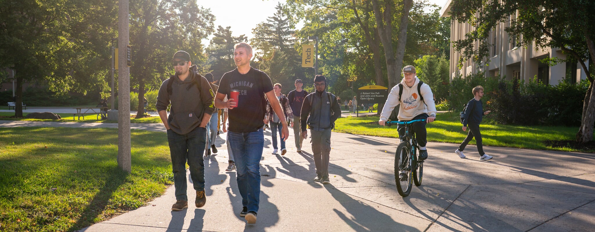 Students walk through campus on the first day of classes