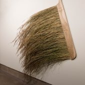 Large handmade brush on the wall of the Rozsa gallery