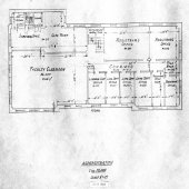 Blueprints for the second floor of the Michigan College of Mines Administration Building, now called the Academic Office Building.