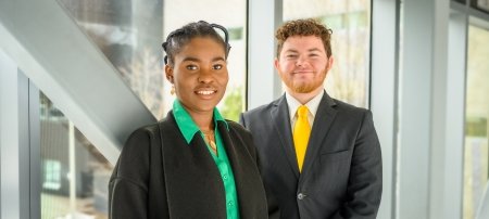 Graduating Huskies Tinu-Ololade Folayan, left, and Anderson Piercey give their advice on living your best life at Tech.