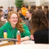 Students in the dining hall.