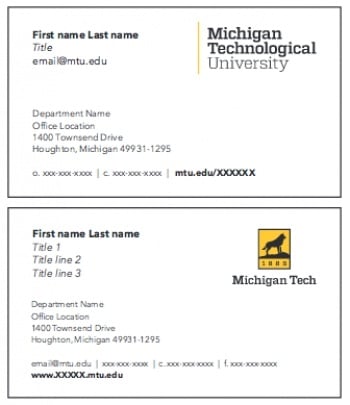 business card front options