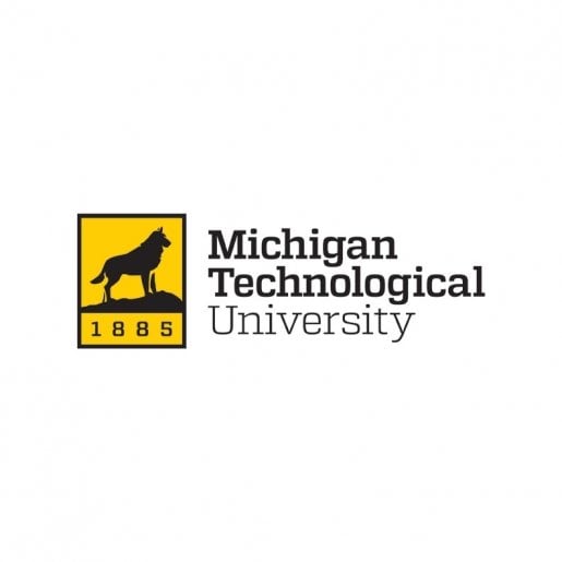 A cake design featuring the Michigan Tech Husky logo with Michigan Technological University written to the right of the design