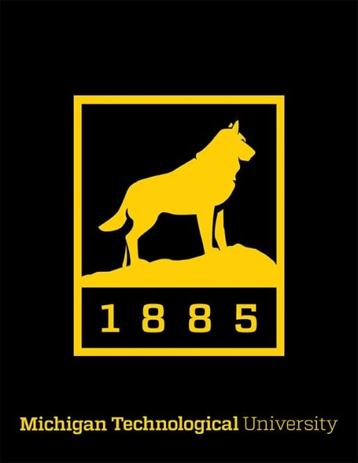 Poster with the Michigan Tech Husky logo on a black background