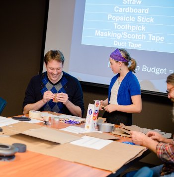 The "Stop That Truck!" activity took over a Dillman Hall conference room for an afternoon to pit toothpicks against cardboard. 