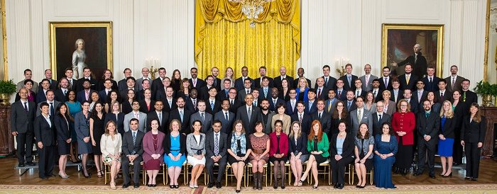 Colleen Mouw joins fellow PECASE award recipients at a White House awards ceremony.