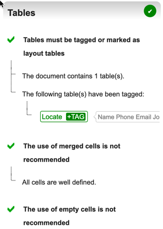 Grackle Docs Tables heading. Additional options include locating and editing the tags and header selections.