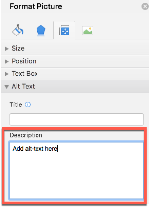 Format Picture window with description field highlighted