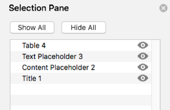 View and change the reading order in the selection pane.