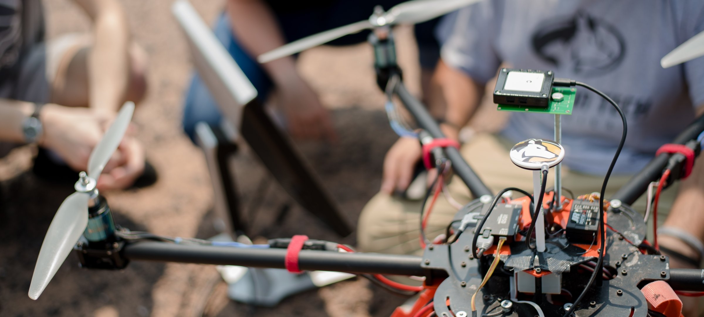 Students working on a drone.