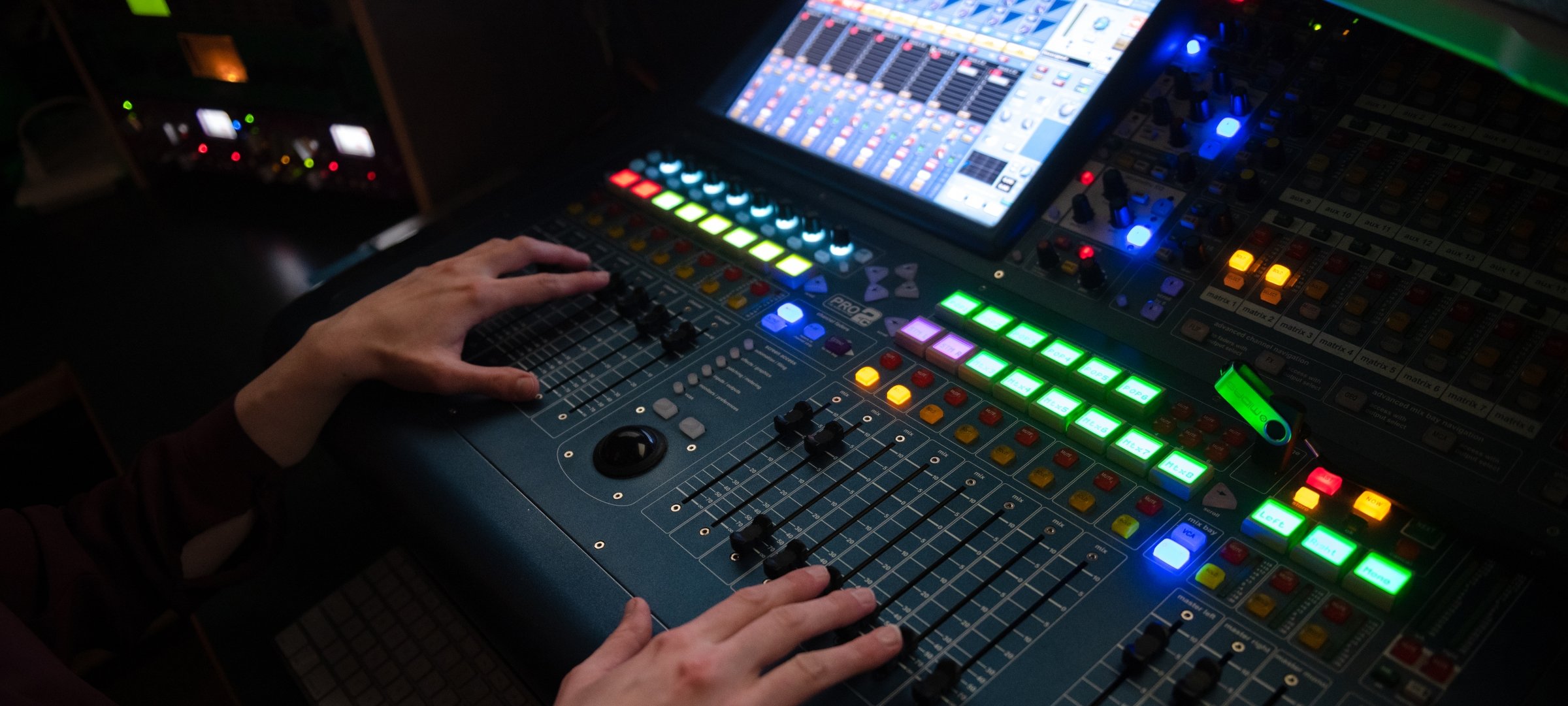 Sound sliders on a dashboard.