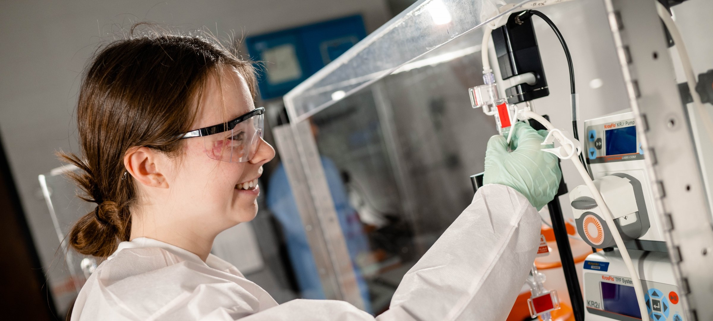 Student working in the bioseparation lab.