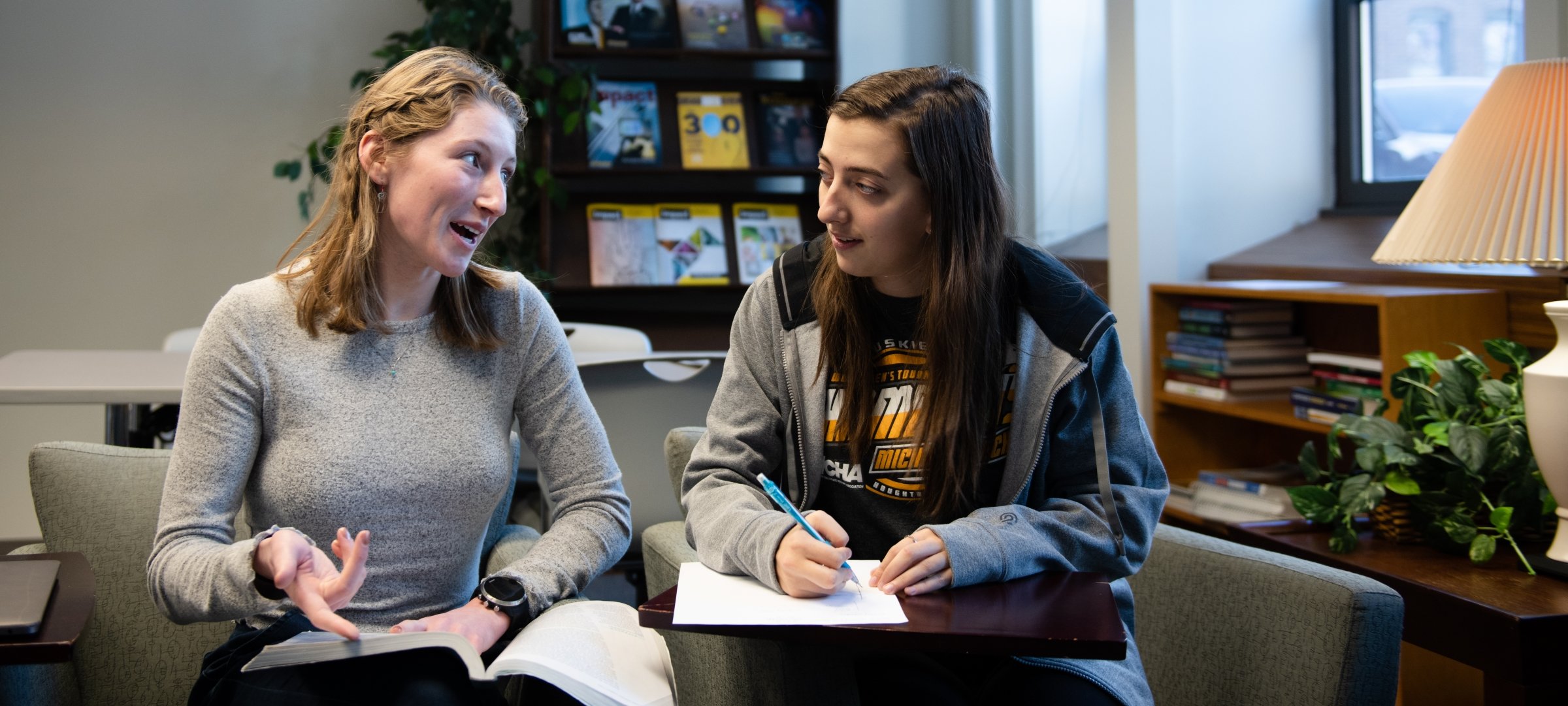 Economics students studying.