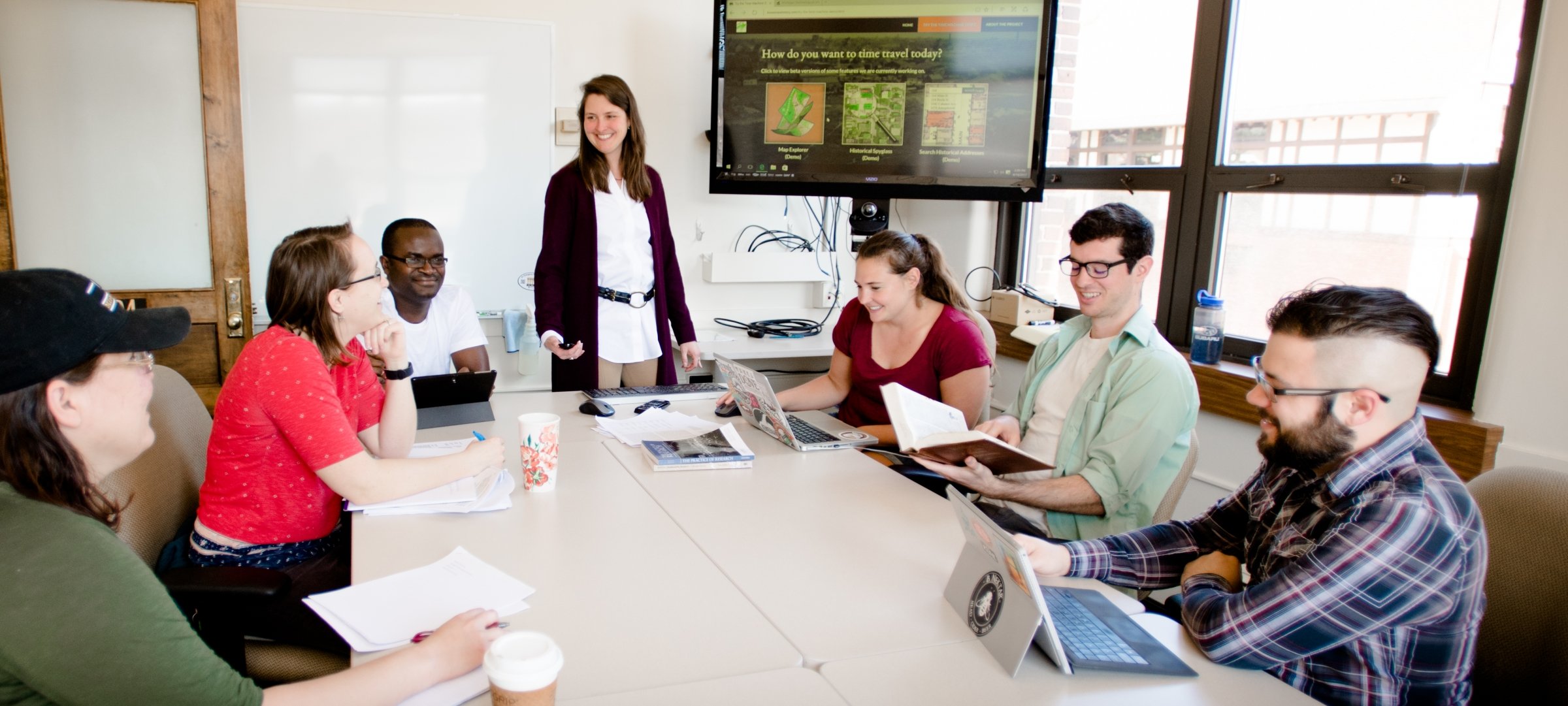 Management students in a process simulation.