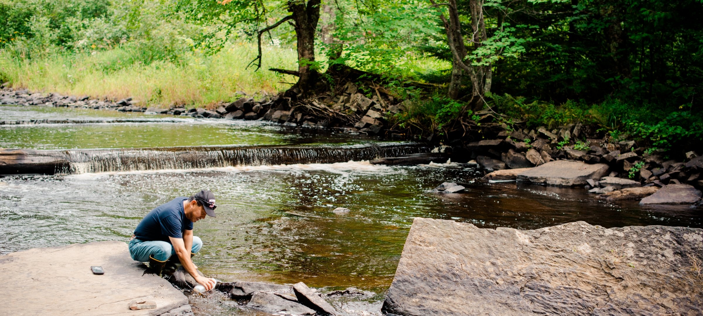 Natural resources management students at work in the woods.