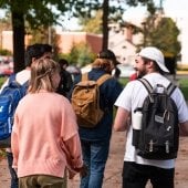 students walking on campus