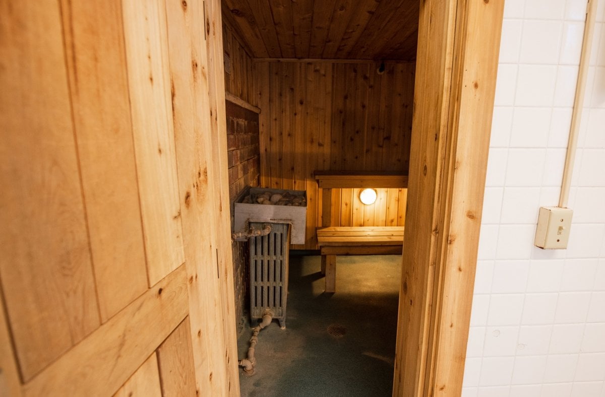 Douglas Houghton Hall sauna entrance