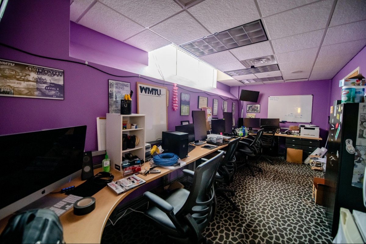 Work space in the WMTU Radio Station.