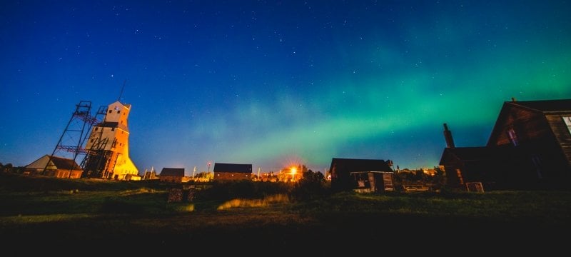 Northern lights over Quincy Mine