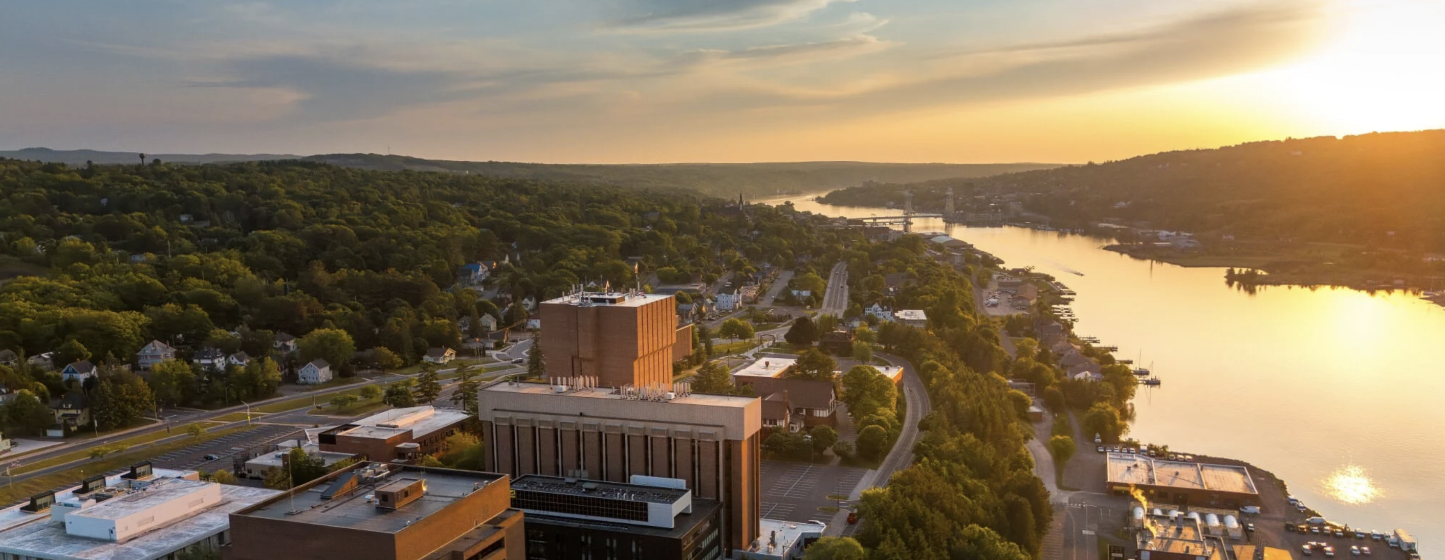 A aerial view of Michigan Tech's campus