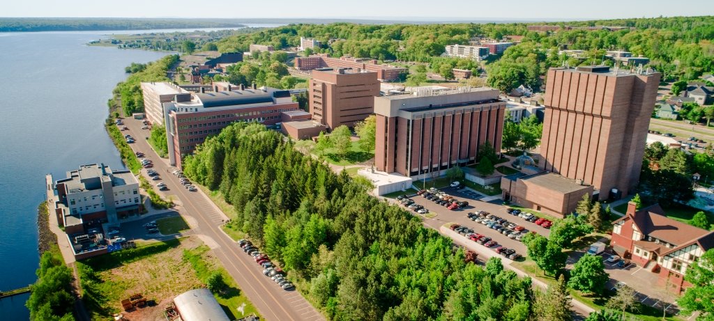A aerial view of Michigan Tech's campus