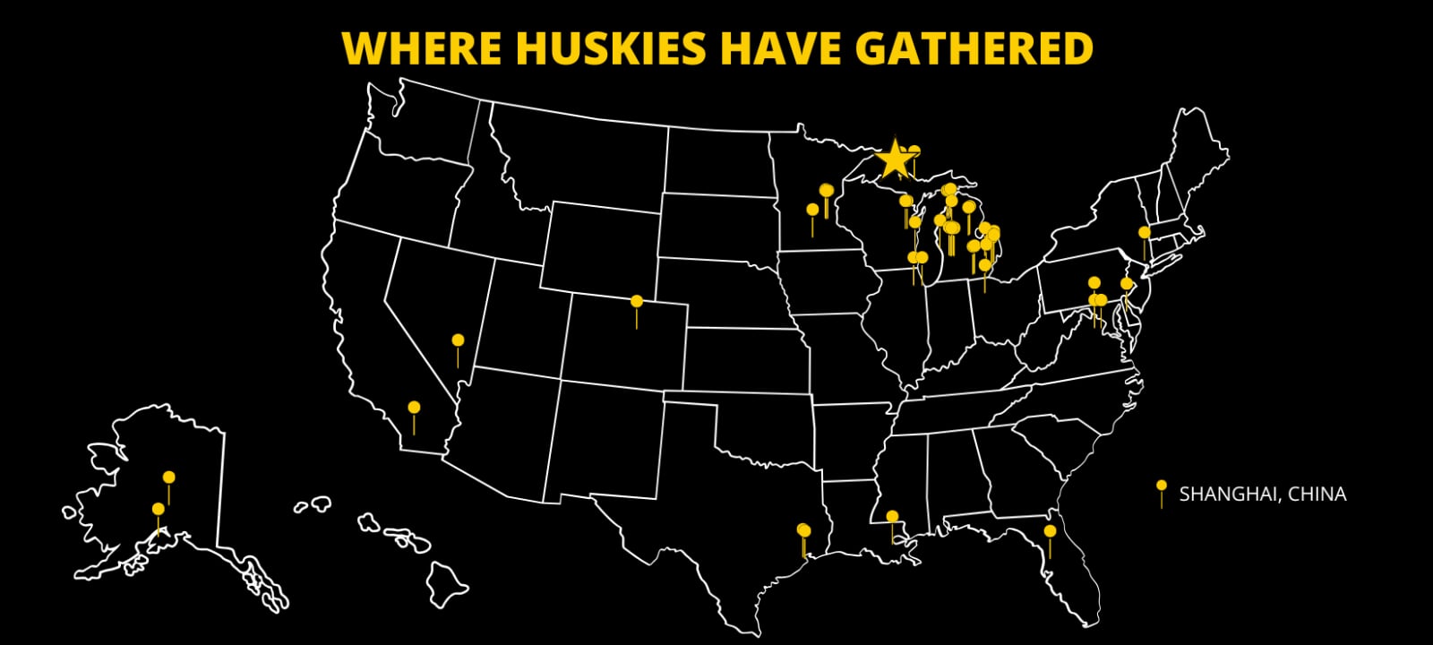 Map of Alumni Event Locations in the Past Year