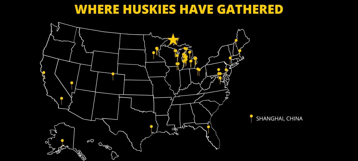 Map of Alumni Event Locations in the Past Year