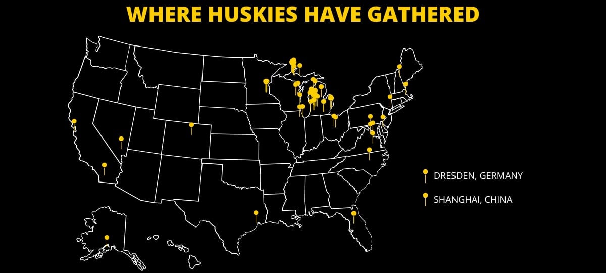 Map of Alumni Event Locations in the Past Year