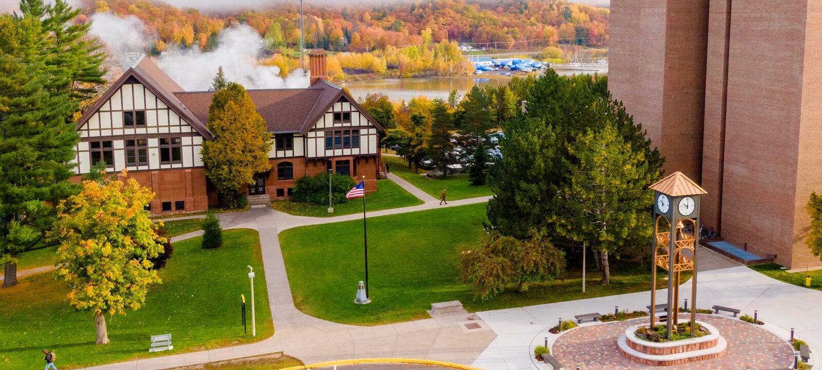 Aerial view of the ROTC Building and Clock Tower