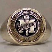 Silver and black class ring