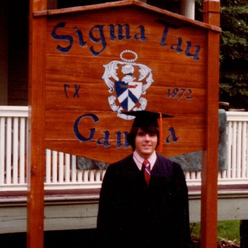 Geoff Weller in cap and gown