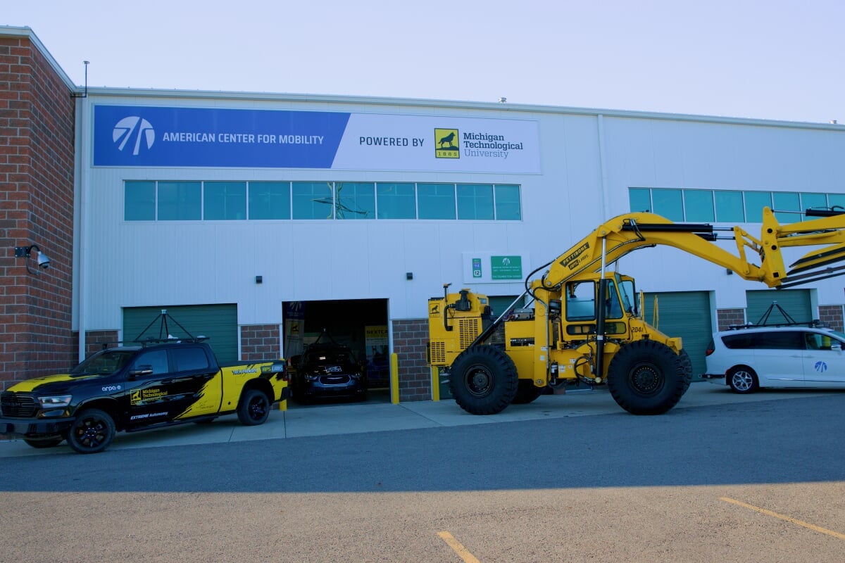 ACM Building with test vehicles