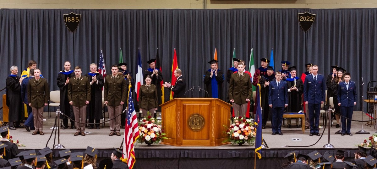 Second Lieutenants taking their oath during Commencement