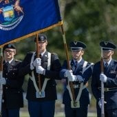 Four person color guard in formation