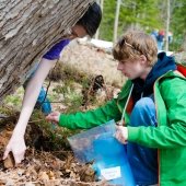 Two high school students compete in the Bioathlon.