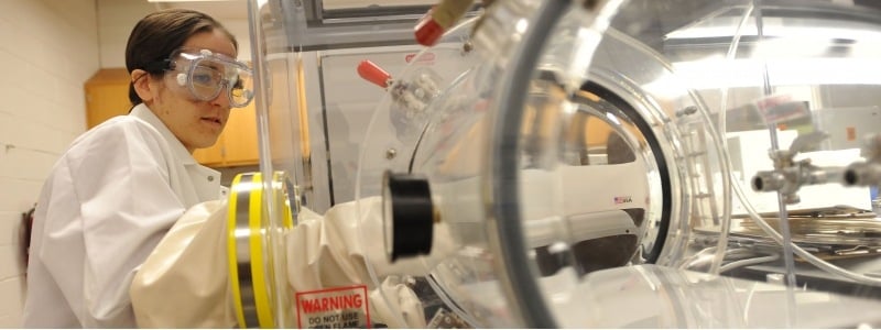 Student working in a lab