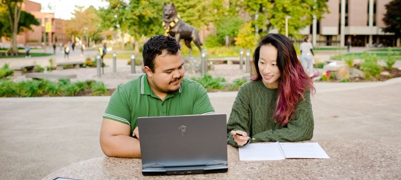 Students working