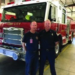 Richard Ten Haken with firefighter and truck