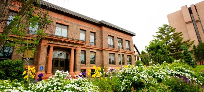 Academic office building in the summer.