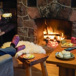 cheese in front of fireplace