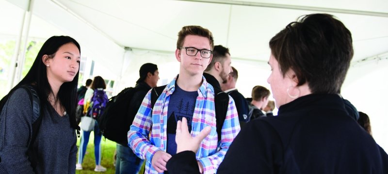 Employers talking with students