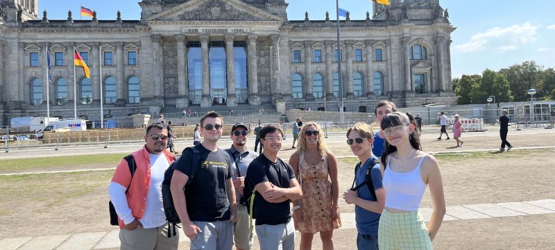 Michigan Tech students outside the German parliament building in Berlin.