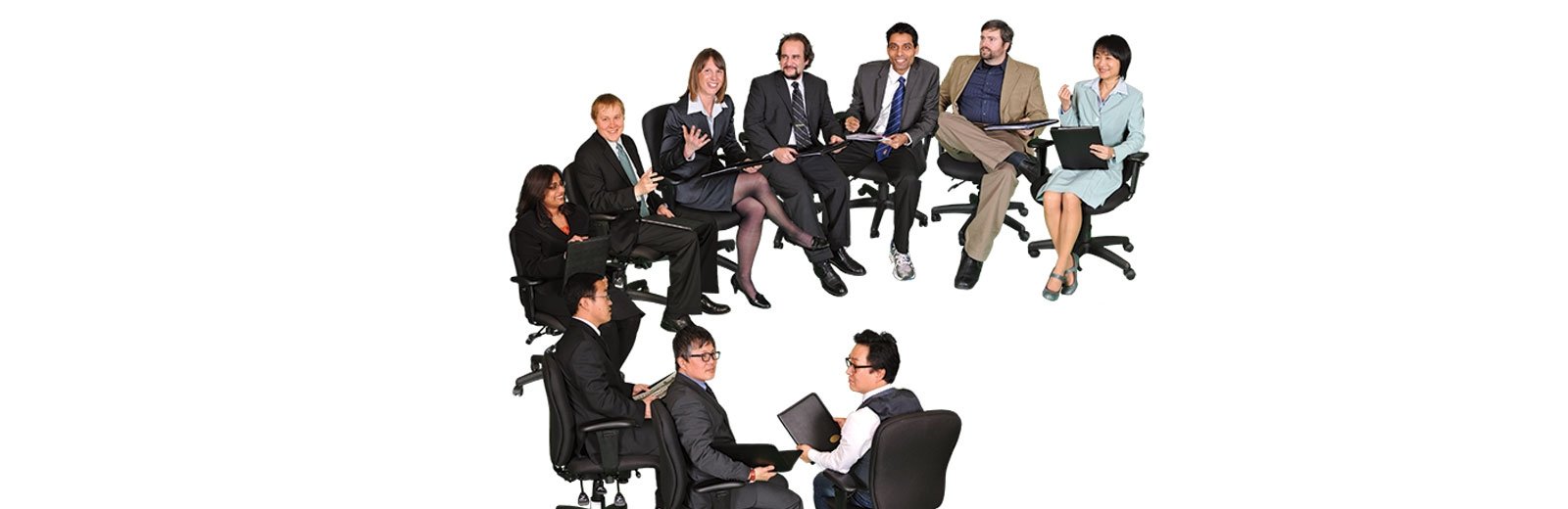 several faculty sitting in chairs