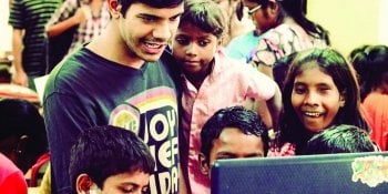 Students using a computer