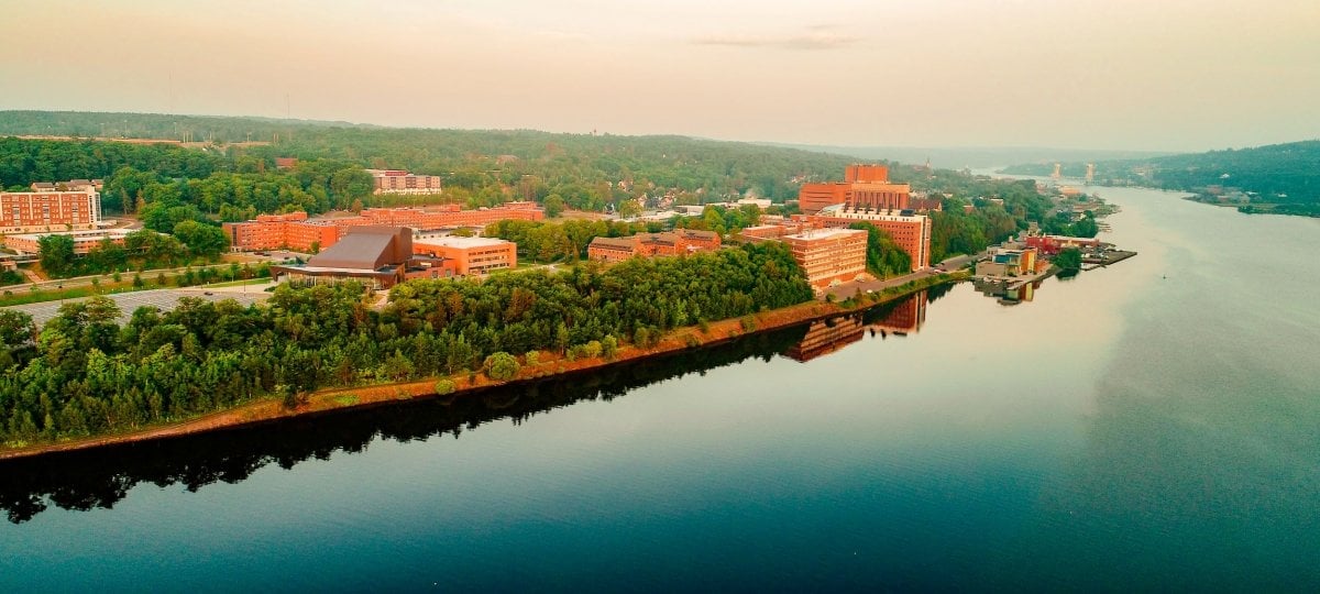 Early morning campus photo by drone