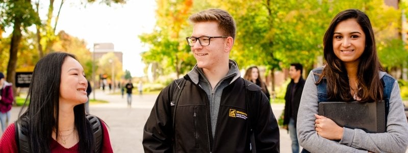 Michigan Tech Business students on campus.