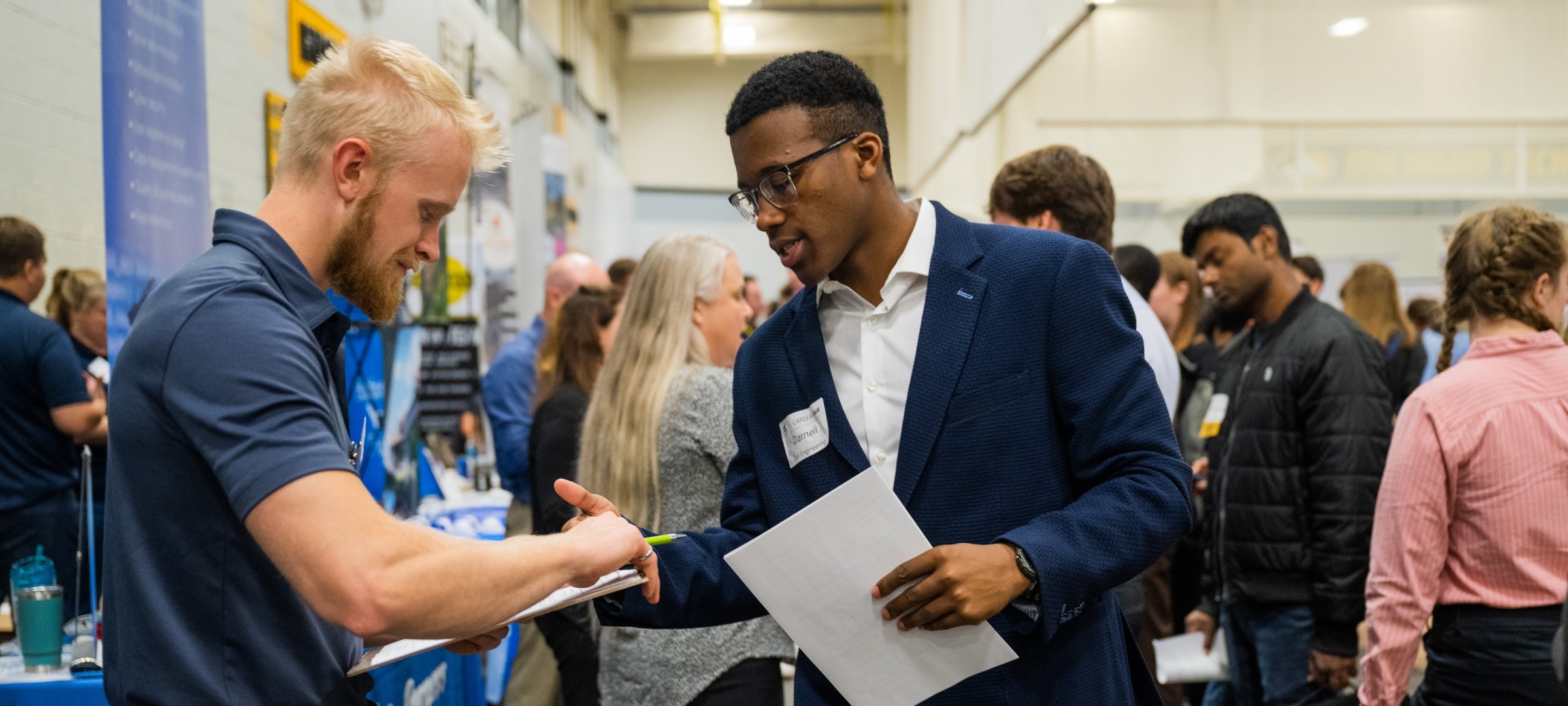 Student with recruiter at Fall Career Fair 2022