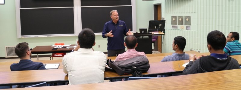 The director of Career Services teaching a class