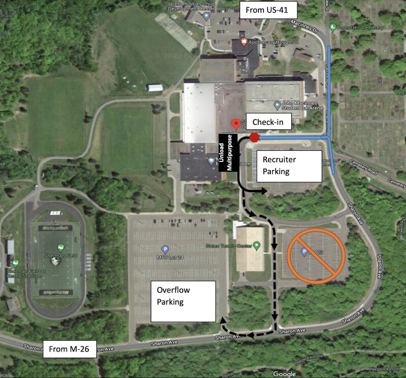 map of employer parking at the SDC