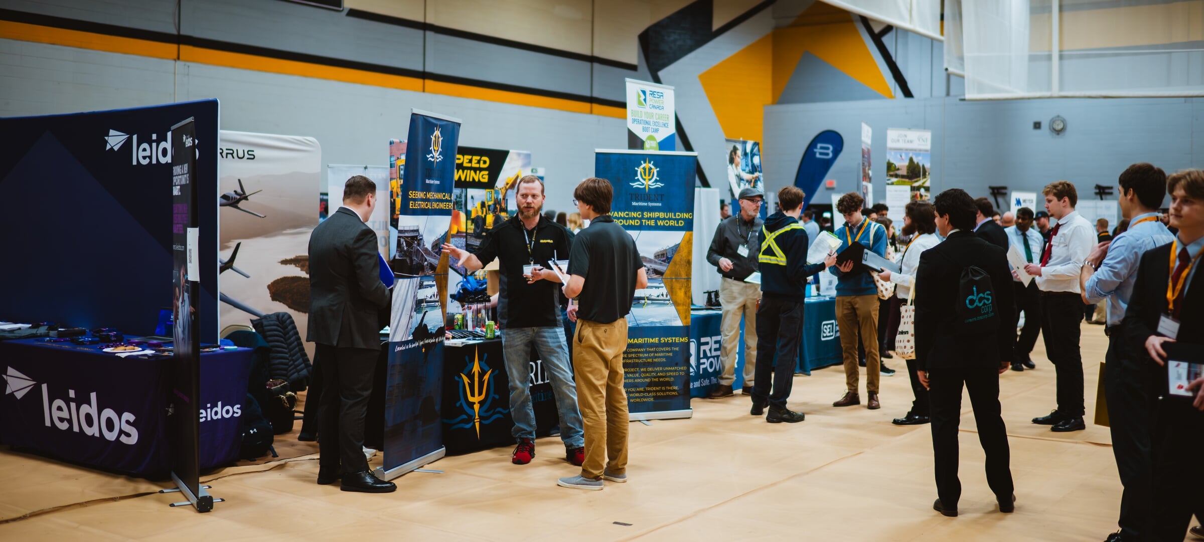 Students standing in line at Career Fair.